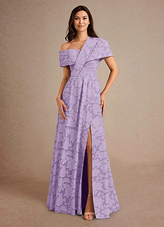 Azazie Milton Mother of the Bride Dresses Lilac A-Line Pleated Floral Burnout Dress image4