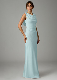 Azazie Kieryn Robes de demoiselle d'honneur Robe Sirène en Satin extensible Plissée Brume image4