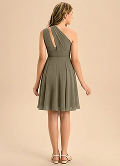 Azazie Charlize Junior Linia A Pofałdowany Szyfon Mini Młodsza druhna Sukienka image2