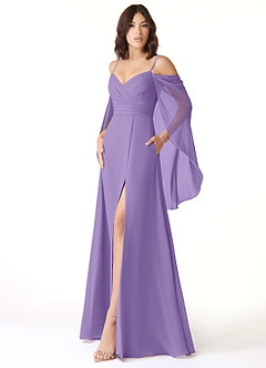 Azazie Cienna Jurken voor bruidsmeisjes Jurk van Chiffon met A-Lijn Off the Shoulder Tahiti image4