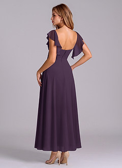 Azazie Leilani Jurken voor bruidsmeisjes Jurk van Chiffon met A-Lijn Ruches Pruim image5