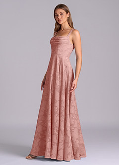 Azazie Shaude Bridesmaid Dresses Rosette A-Line Pleated Floral Burnout Dress image4