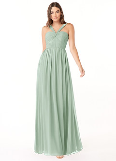 Azazie Dionne Brautjungfernkleider A-Linie Korsett Chiffon Kleid Agave image4