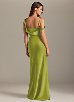 Azazie Madelyn Bridesmaid Dresses Lemongrass Mermaid One Shoulder Stretch Satin Convertible Dress image2