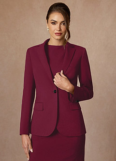 front Kennedy Burgundy Structured Stretch Blazer