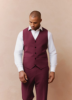 front James Burgundy Structured Stretch Suit Vest