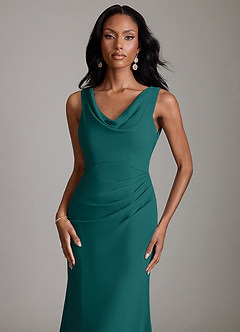 Azazie Linelle Bridesmaid Dresses Peacock Mermaid Pleated Chiffon Dress image3