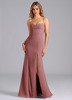 Azazie Wynni Abiti da Damigella Abito Sirena in Chiffon Corsetto Rosa Del Deserto image1