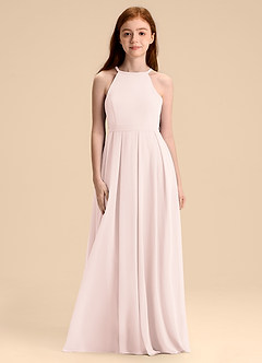 Azazie Arianthe Junior Vestido de Pétalo De Rosa de Gasa de Corte en A con Plisado image4