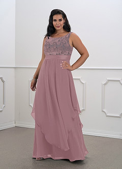 Azazie Xella Mother of the Bride Dresses Dusty Rose A-Line Lace Chiffon Dress image7
