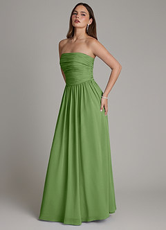 Azazie Andreina Bridesmaid Dresses Basil A-Line Pleated Chiffon Dress image4