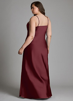 Azazie Jaleesa Bridesmaid Dresses Cabernet Sheath High Neck Stretch Satin Dress image8