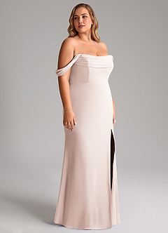 Azazie Saige Vestidos de madrinha de casamento Vestido Pétala De Rosa de Chiffon de Linha A com Fora do ombro image12