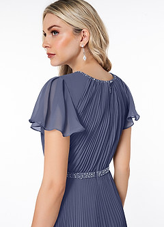 Azazie Kara vestidos de dama de honor modestos Vestido de Corte En A Plisado Hasta el suelo Gasa image6