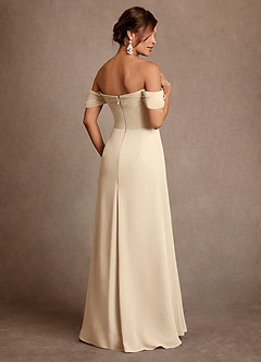 Azazie Amherst Mother of the Bride Dresses Champagne A-Line Off the Shoulder Chiffon Dress image3