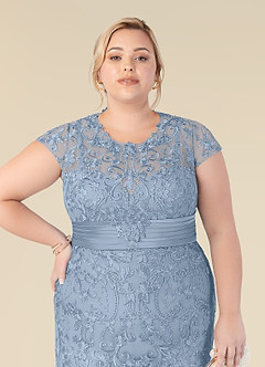 Azazie Jamila Moeder van de bruid jurken Zeemeermin Jurk van Kant Stoffig Blauw image11
