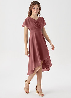 Azazie Graciela Junior Amethyst A-Line Pleated Chiffon Dress image5
