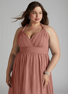 Azazie Ashia Final Sale Cedar Rose A-Line Pleated Chiffon Dress image10