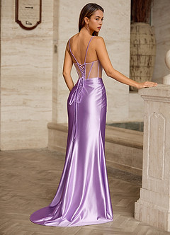 Bianca Lilac Rhinestone Cutout Corset Satin Prom Dress image10