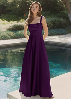 Azazie Shaude Robes de demoiselle d'honneur Robe Trapèze en Satin extensible Plissée Grain De Raisin image4