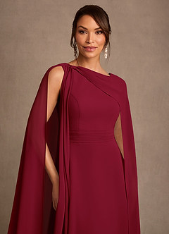 Azazie Liddie Mother of the Bride Dresses Burgundy A-Line Pleated Chiffon Dress image6