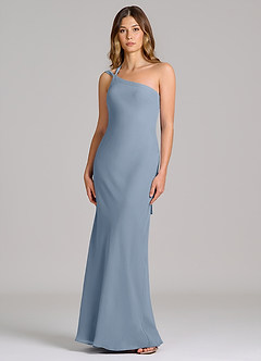 Azazie Monroe 신부 들러리 드레스 쉬스 한쪽 어깨 쉬폰 바닥 길이 드레스 image1