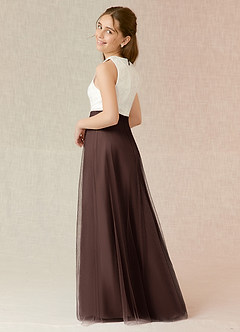 Azazie Albertine Junior A-Linie Spitze Chiffon Kleid Ganache image2