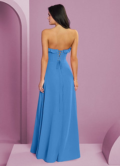 Barbie ♥ Azazie Brautjungfernkleider A-Linie Herzausschnitt Chiffon Kleid Blauhäher image2