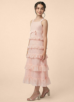 Azazie Lolly Junior Formal Linia A Koronka Sznurówka Długość kostki Młodsza druhna Sukienka image5