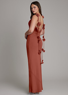 Azazie Kalico Robes de demoiselle d'honneur Robe Sirène en Mousseline de soie Plissée Auburn image8