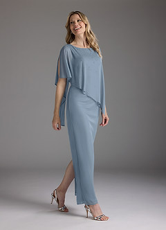 Azazie Aspyn Mère de la mariée Robes Robe Fourreau en Maille Perlé Bleu Poussiéreux image8