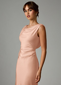 Azazie Kieryn Brautjungfernkleider Meerjungfrau-Linie Plissee Stretch-Satin Kleid Roségold image6
