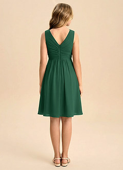 Azazie Skyla Junior Jurk van Chiffon met A-Lijn Geplooid Donkergroen image2