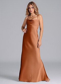 Azazie Seema Abiti da Damigella Abito Sirena in Raso Elasticizzato Corsetto Rame image4