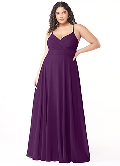 Azazie Avelina Bridesmaid Dresses Grape A-Line V-Neck Pleated Chiffon Dress image6