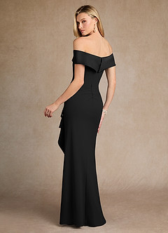 Azazie Laredo Mother of the Bride Dresses Black Mermaid Off the Shoulder Stretch Crepe Dress image3