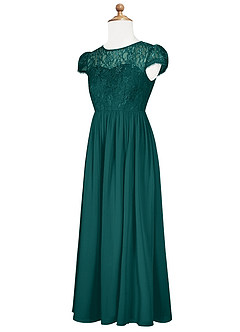 Azazie Delevingne Junior Peacock A-Line Lace Chiffon Dress image8