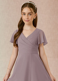 Azazie Induh Junior Dusk A-Line Ruched Chiffon Dress image4