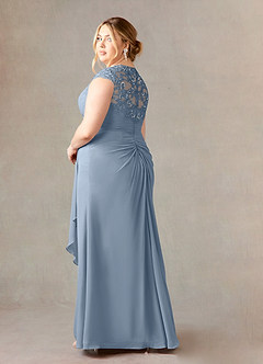 Azazie Birdie Mother of the Bride Dresses Dusty Blue A-Line Queen Anne Sequins Chiffon Dress image10