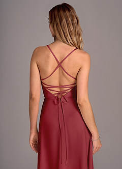Azazie Mei Brautjungfernkleider A-Linie Chiffon Kleid Granatapfelrot image2