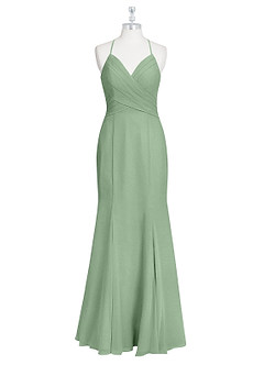 Azazie Carolina Vestidos de damas de honor Vestido de Matcha de Gasa de Corte Sirena con Volante image6