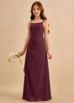Azazie Cannoli Girls Formal Flower Girl Dresses Cabernet A-Line Pleated Chiffon Dress image3