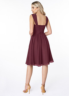 Azazie Angie Bridesmaid Dresses Cabernet A-Line Corset Chiffon Dress image2