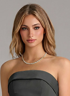 front 14K Gold Plated Zirconia Tennis Necklace