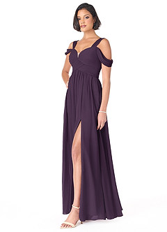 Azazie Lianne Bridesmaid Dresses Plum A-Line Off the Shoulder Chiffon Dress image6