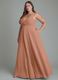 Azazie Amani Bridesmaid Dresses Bronzer A-Line Pleated Chiffon Dress image10