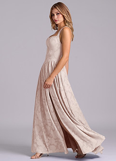 Azazie Francis Robes de demoiselle d'honneur Robe Trapèze en Blumen-Burnout Corset Rose Pâle image5