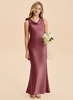 Azazie Rylina Junior Desert Rose Mermaid Stretch Satin Dress image3
