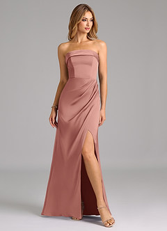 Azazie Aretha Bridesmaid Dresses Rosette A-Line Strapless Stretch Satin Convertible Dress image5
