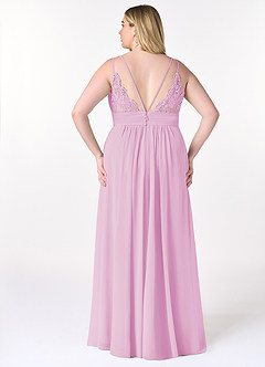 Azazie Maren Allure Brautjungfernkleider A-Linie V-Hals Spitze Chiffon Kleid Bonbonrosa image7